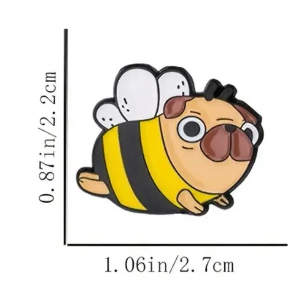 4/$12 Dog Pug Dressed As A Bee Enamel Pin Brooch - Picture 3 of 4